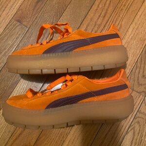 Fenty Puma Bright Orange and Burgundy Sneakers